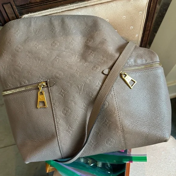 Louis Vuitton Taupe Embossed Monogram Shoulder Bag with Gold Hardware - Picture 6 of 11